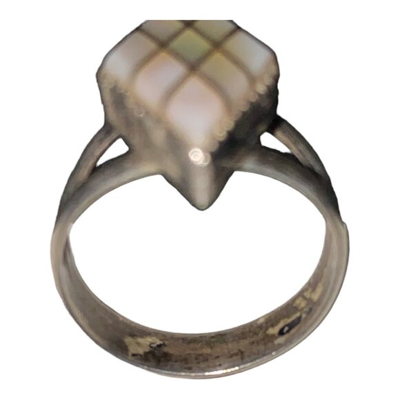 Ring Mother of Pearl Inlay Size 4.5 Native Zuni Unsigned Sterling Silver 925 Vin - Picture 10 of 16